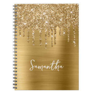 Caderno Espiral A Coletar Nome do Glitter Dourado