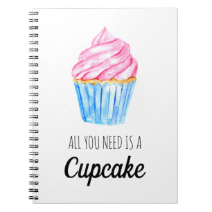 Caderno Espiral a cor d'água que você só precisa é rosa cupcak