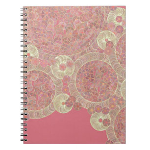 Caderno Espiral a cor floral do teste padrão cor-de-rosa abstrato
