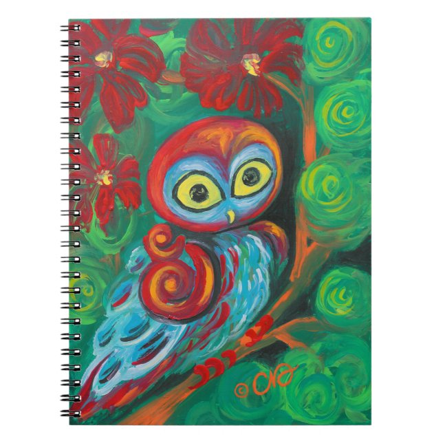 Caderno Espiral A coruja moderna da pintura (Frente)