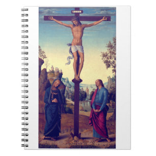 Caderno Espiral A crucificação com a Virgem por Pietro Perugino
