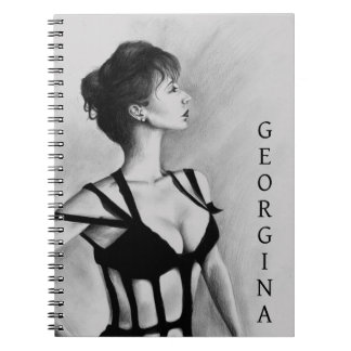 Caderno Espiral A Dama Mulher Sexy Vestido Preto Retrato Arte
