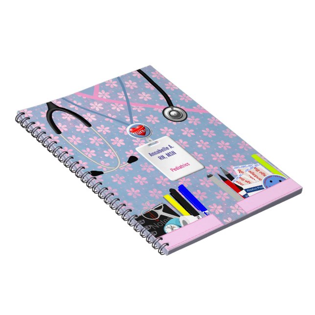 Caderno Espiral A enfermeira personalizada Pockets o rosa & a (Lado Direito)