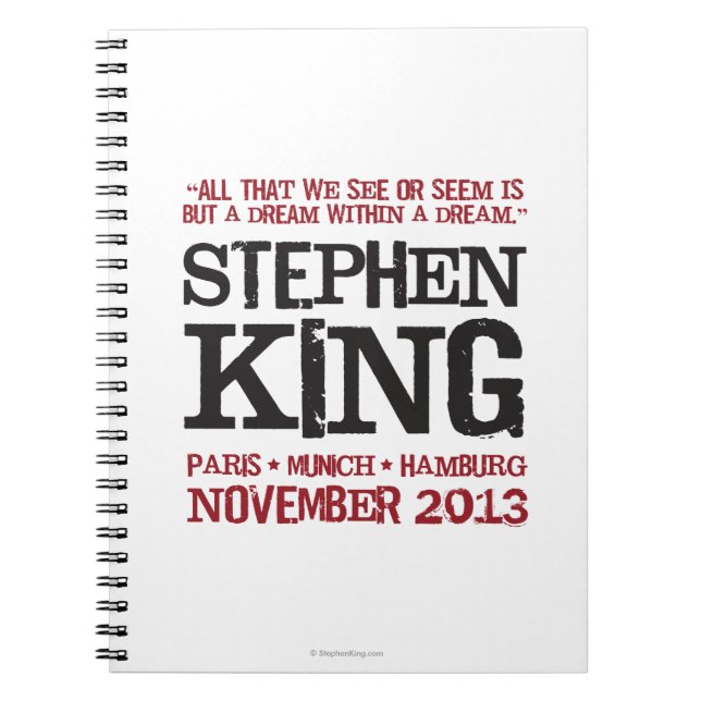 Caderno Espiral A euro- excursão de Stephen King (Frente)