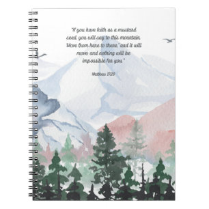 Caderno Espiral A Fé Pode Mover Montanhas Bíblia Verso Notebook