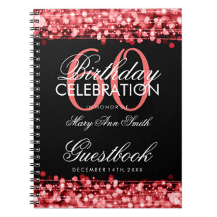 Caderno Espiral A festa de aniversário do Guestbook 60th Sparkles