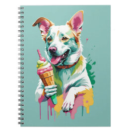 Caderno Espiral A Happy Dog eating an ice-cream