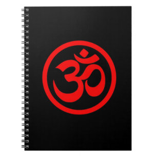 Caderno Espiral A ioga vermelha e preta OM circunda