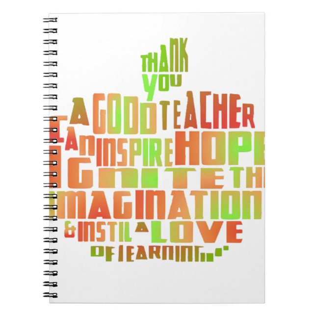 Caderno Espiral A lembrança Apple do presente do professor cita o (Frente)