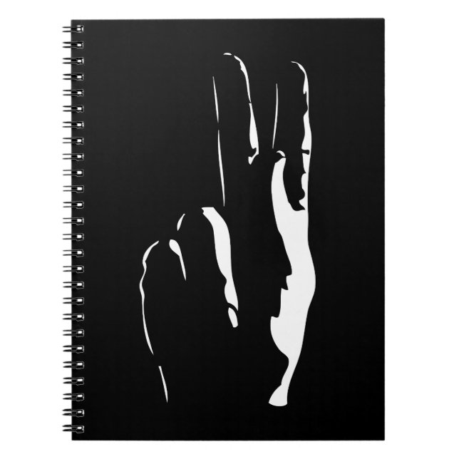 Caderno Espiral a letra K em linguagem gestual (Frente)