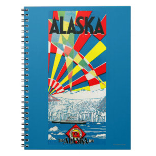 Caderno Espiral A linha poster de Alaska do navio a vapor