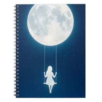 Caderno Espiral A lua, o balanço e a menina