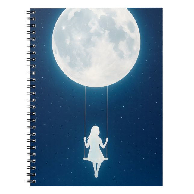 Caderno Espiral A lua, o balanço e a menina (Frente)
