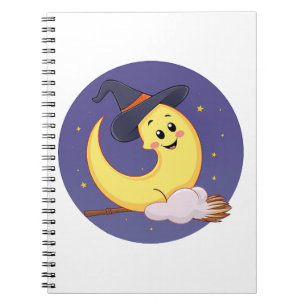 Caderno Espiral A lua veste chapéu de bruxa