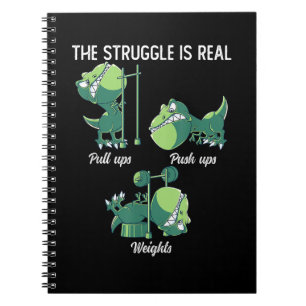 Caderno Espiral A Luta é Real Dinossauro Engraçado T-Rex Academia