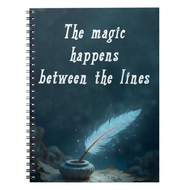 Caderno Espiral "A magia acontece entre as linhas" (Frente)