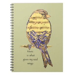 Caderno Espiral A música é o que dá meu pássaro das asas da al