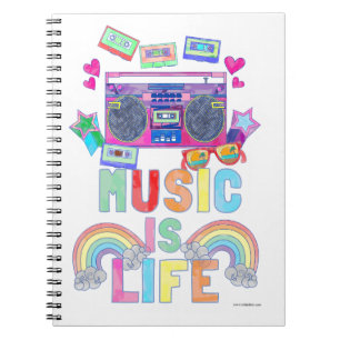 Caderno Espiral A música é slogan da vida