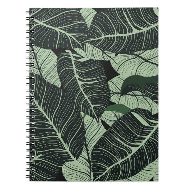 Caderno Espiral A natureza luxuosa deixa o fundo. Padrão floral, T (Frente)