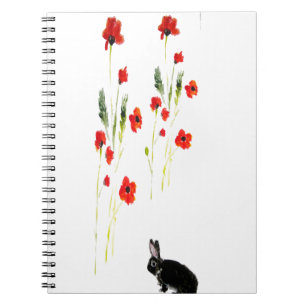 Caderno Espiral A papoila floresce o coelho de coelho floral