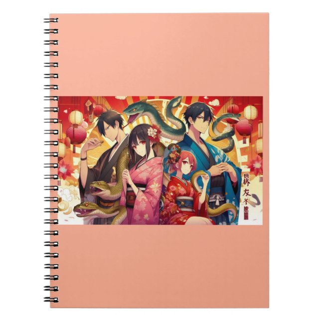 Caderno Espiral A Past Lunar Celebration featuring serpents (Frente)