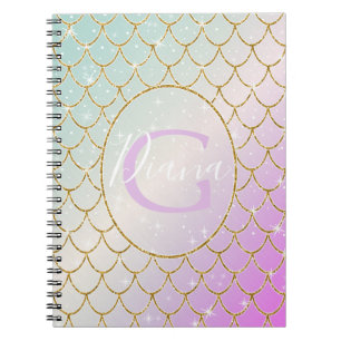 Caderno Espiral A Pequena Sereia. Ouro redimensionado em um caos r