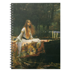 Caderno Espiral A senhora de Shalott no barco pelo Waterhouse de