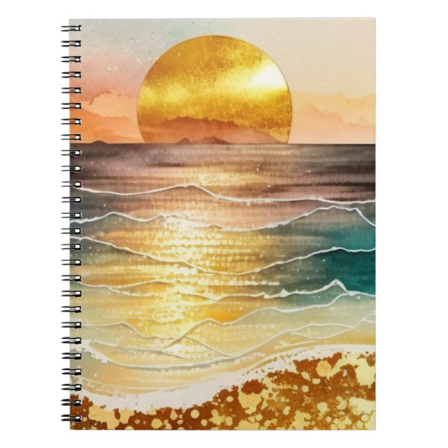 Caderno Espiral A Série Praia Aquarela Design 3 (Frente)