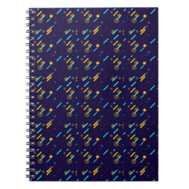 Caderno Espiral A spiral notebook with a dark blue cover 
