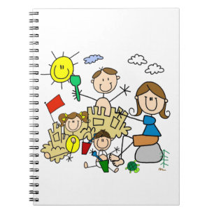Caderno Espiral A vara figura o divertimento da praia da família