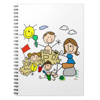 Caderno Espiral A vara figura o divertimento da praia da família
