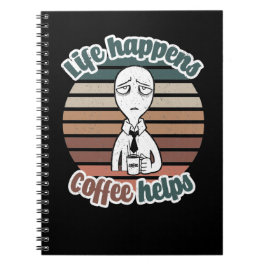 Caderno Espiral A vida acontece com o café ajuda|O melhor presente