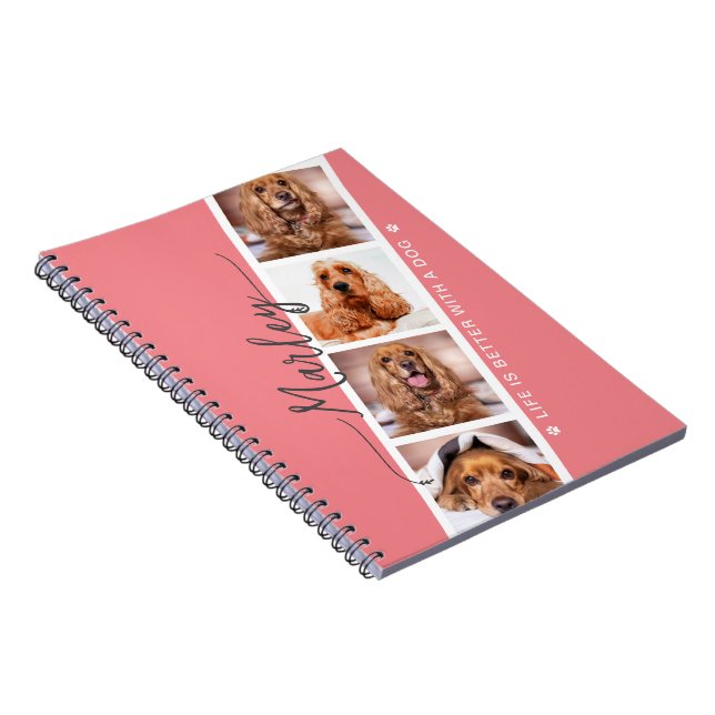 Caderno Espiral A vida da colagem de fotos personalizada é melhor  (Lado Direito)