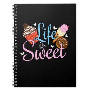 Caderno Espiral A Vida de Quem Ama Comida é Doce Citação de Confei