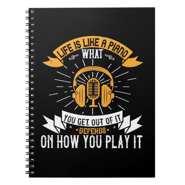 Caderno Espiral A Vida É Como Um Piano (Frente)