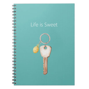 Caderno Espiral A Vida é Doce Chave de Abacaxi