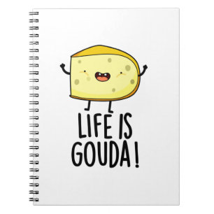 Caderno Espiral A Vida É Gouda Piada Positiva de Queijo Engraçada