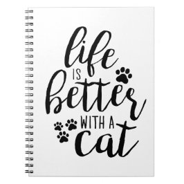 Caderno Espiral A vida é melhor com as legendas de gatos bonitos