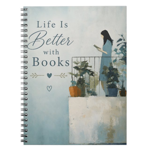 Caderno Espiral A Vida é Melhor Com Livros (Frente)