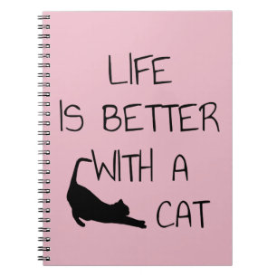 Caderno Espiral A Vida É Melhor Com Um Gato - Amantes De Gato
