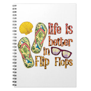 Caderno Espiral A vida é melhor nos Chinelos Víblias de Verão