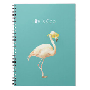 Caderno Espiral A vida é Óculos de Sol Amarelos Flamingo Legal