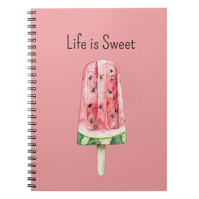 Caderno Espiral A Vida é Picolé de Melancia Doce (Frente)