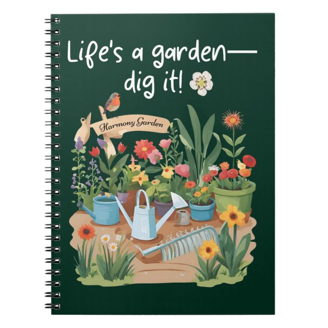 Caderno Espiral A vida é um jardim. (Frente)