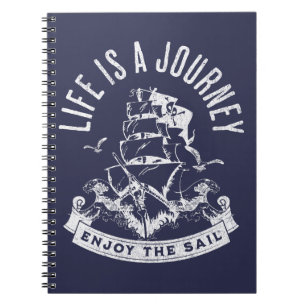 Caderno Espiral A vida é uma jornada, aproveite a vela