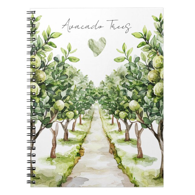 Caderno Espiral Abacates Árvores Coração Folhas Verdes (Frente)