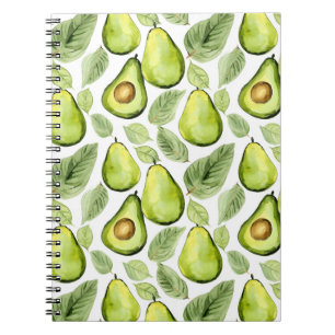 Caderno Espiral Abacates Folhas Verdes  