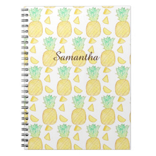 Caderno Espiral Abacaxi de Aquarela Tropical