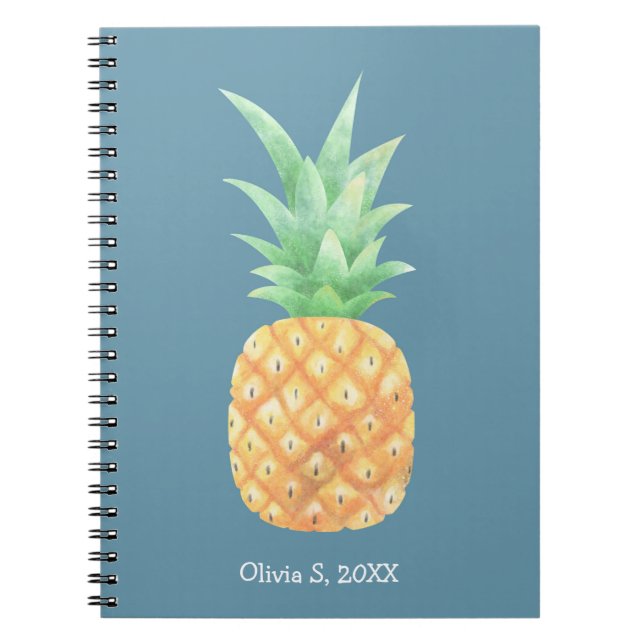 Caderno Espiral Abacaxi de Ouro minimalista personalizado (Frente)