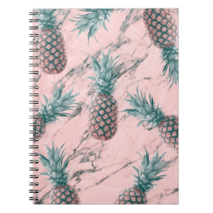 Caderno Espiral Abacaxi e Mármaco Rosa Giro Moderno Tropical